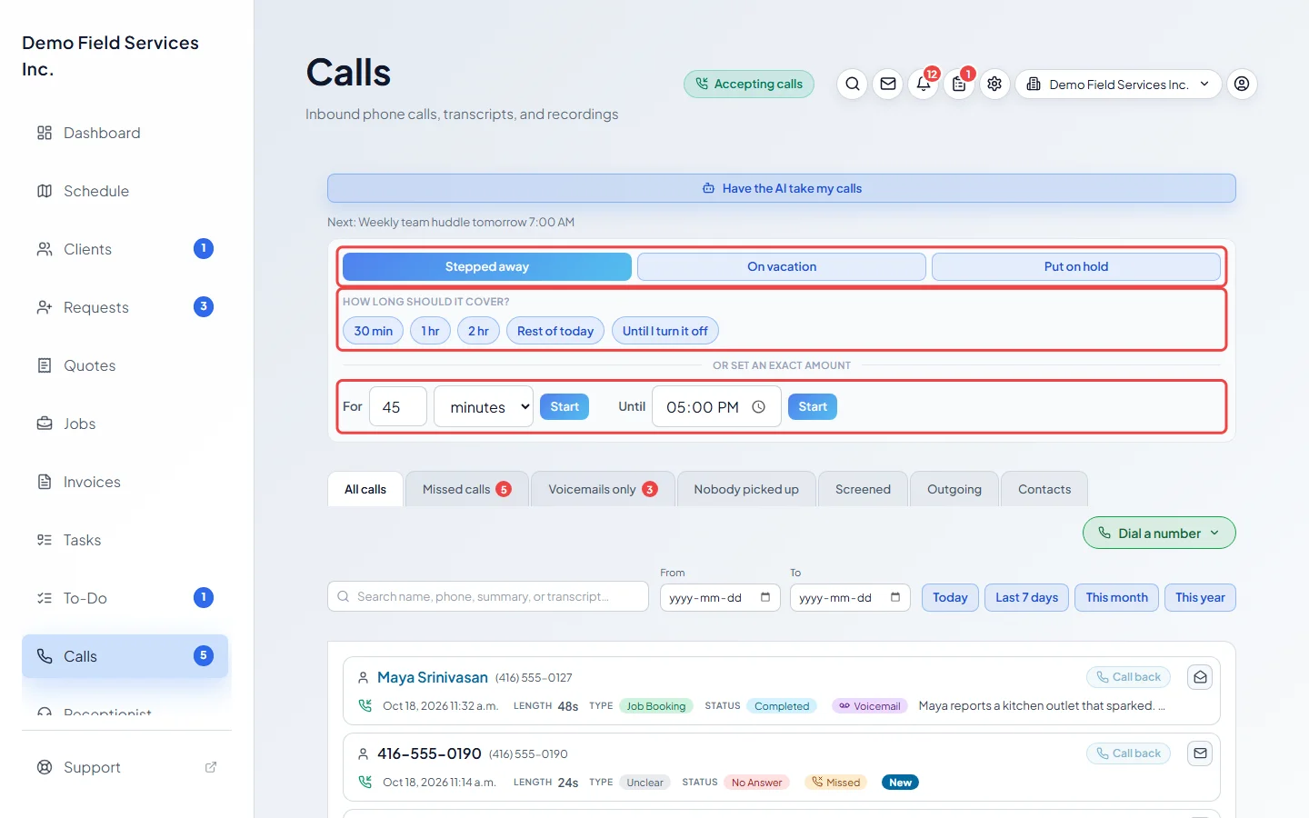 The choices for what to tell callers and how long to cover