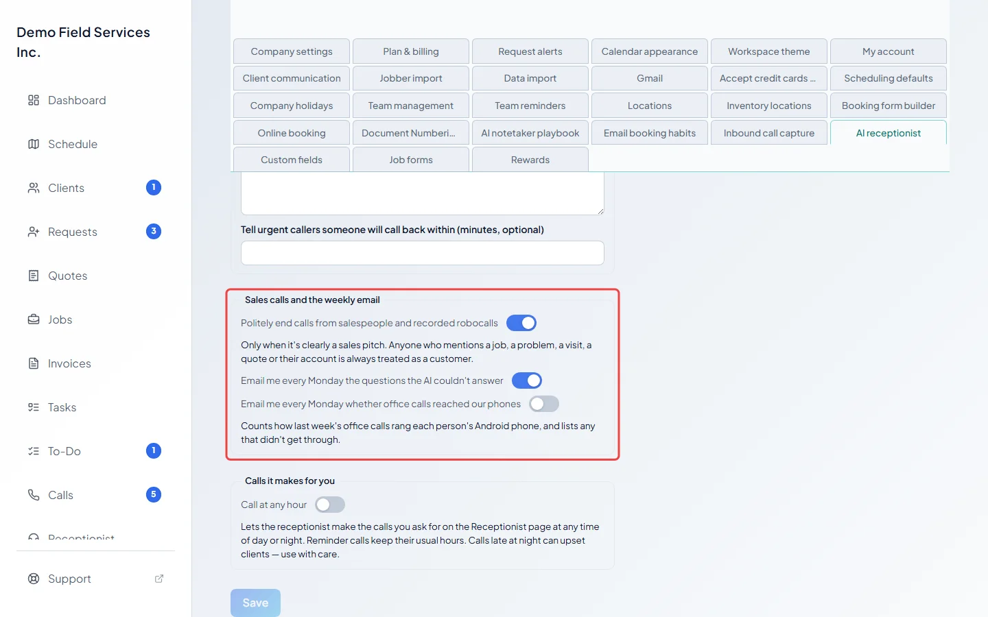 The sales call and weekly email switches