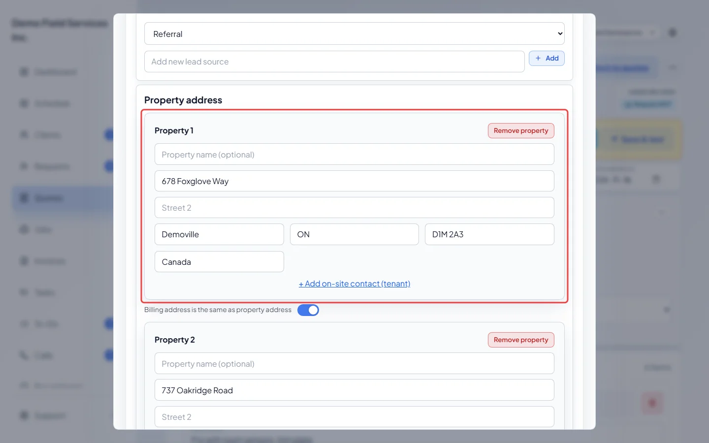 The Edit client details window showing the client's properties