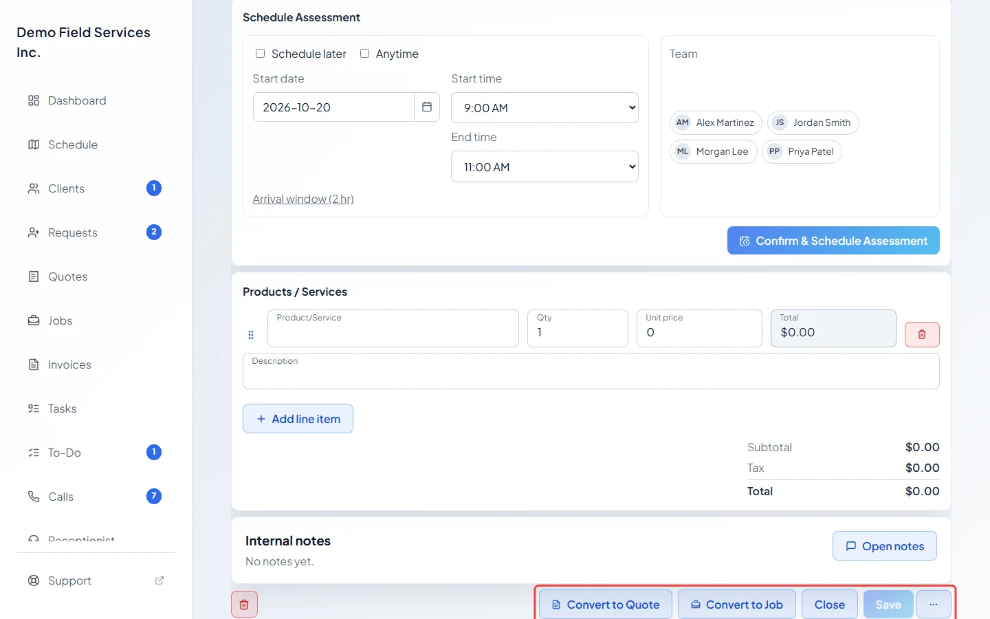 The bottom of a request page with the two convert buttons