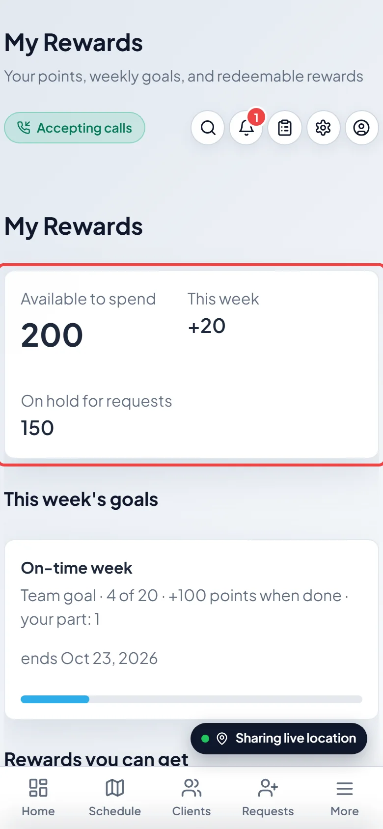 Your points balance at the top of My Rewards