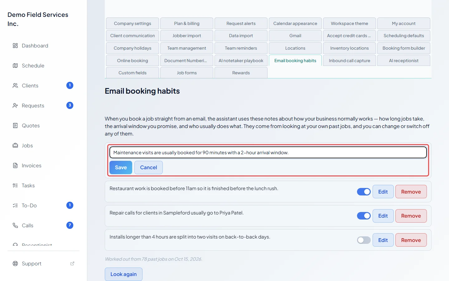 A habit open for editing with its Save and Cancel buttons