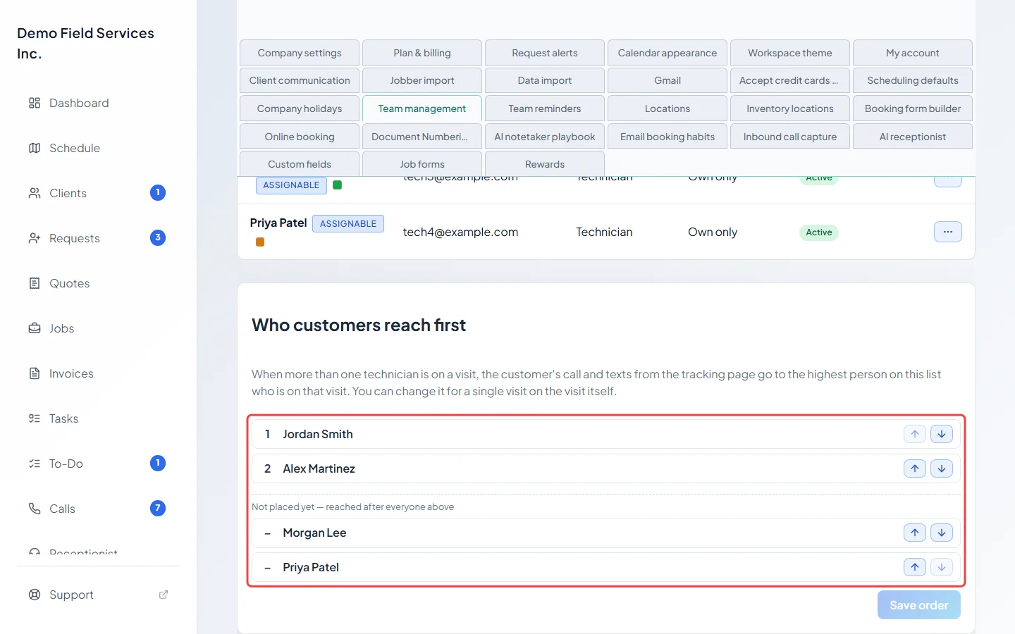 The Who customers reach first card listing technicians in order